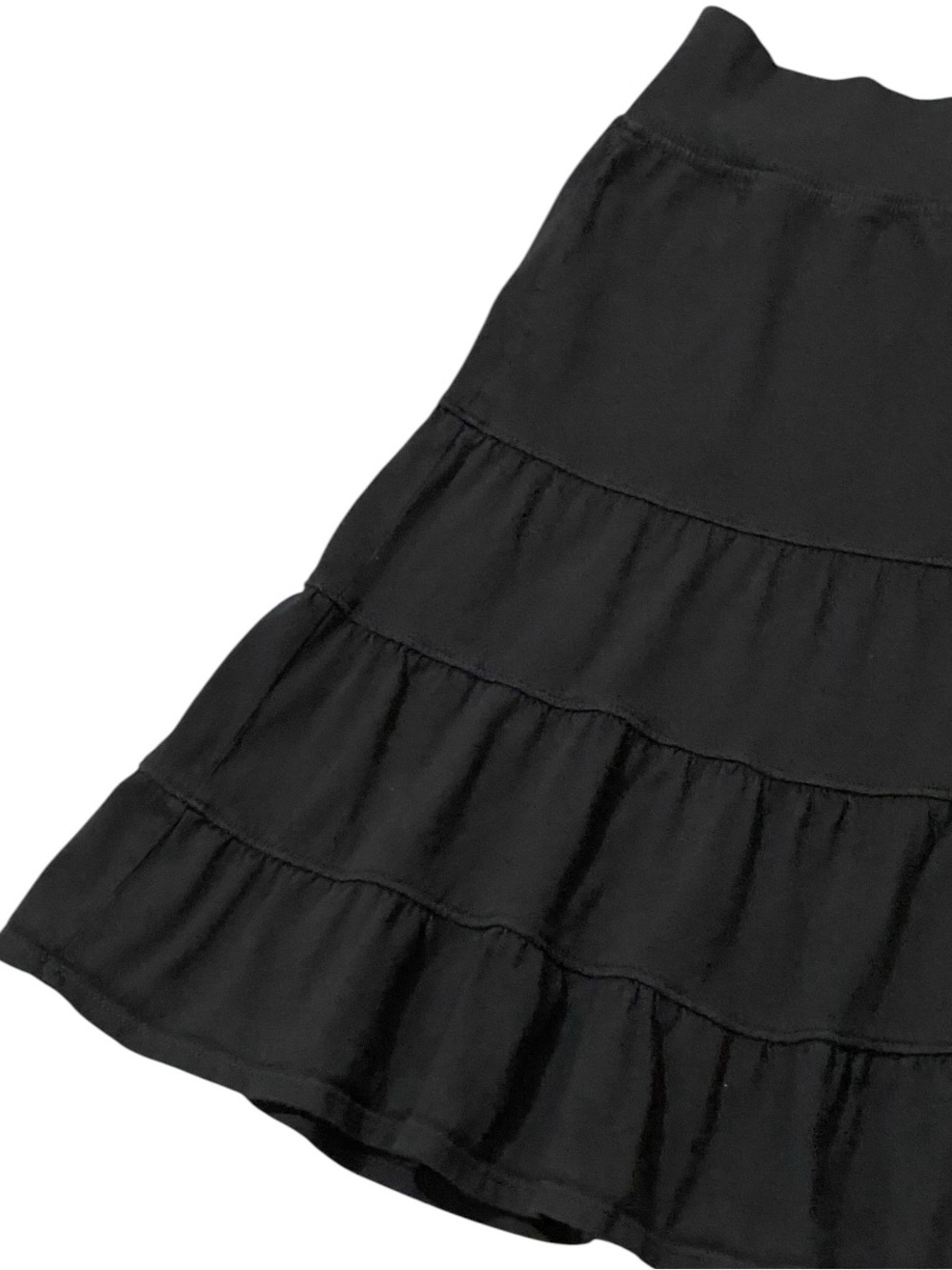 Fresh Produce Cotton Tiered Ruffle Skirt S Black Pull On Boho Beach Coastal - Picture 4 of 9